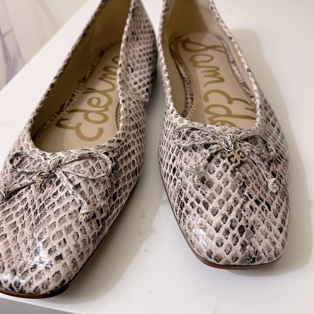 SAM EDELMAN SANDSHELL PYTHON BALLET FLATS 7.5